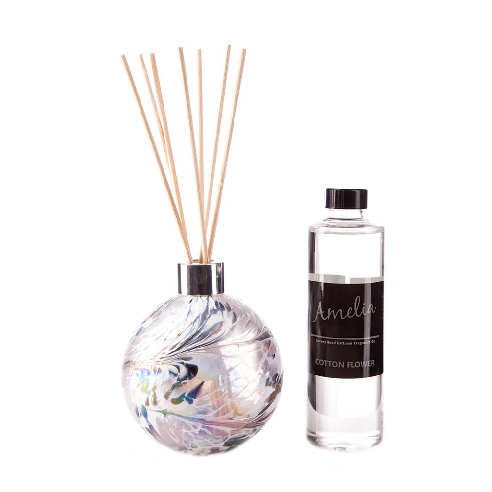 Amelia Art Glass White Grey & Frosted Reed Diffuser Gift Set  £35.99